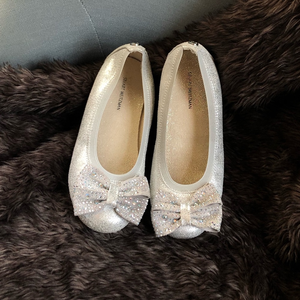 Stuart Weitzman Ballet Flats, Girls 13, Silver